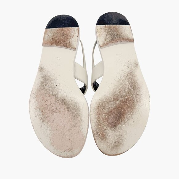 Gucci Jakarta GG T-Strap Flat Sandals Size 39.5 US 9.5 White Interlock Thong - Picture 12 of 14